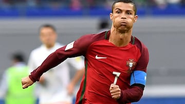 Portugal&#039;s forward Cristiano Ronaldo during the 2017 Confederations Cup group A football match between Portugal and Mexico at the Kazan Arena in Kazan on June 18, 2017.