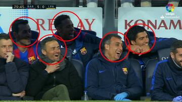 Aleix Vidal's first goal for Barcelona has bench in fits of giggles