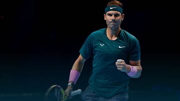 Nadal celebra un punto en las ATP Finals.