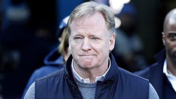 NASHVILLE, TENNESSEE - JANUARY 22: NFL Commissioner Roger Goodell walks on the field before the start of the AFC Divisional Playoff game between the Tennessee Titans and Cincinnati Bengals at Nissan Stadium on January 22, 2022 in Nashville, Tennessee.   W