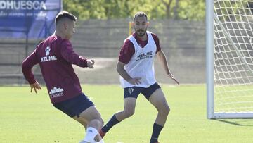 David Ferreiro, en un entrenamiento del Huesca.