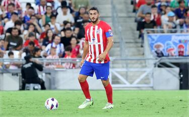 El capitán del Atlético de Madrid durante un momento del partido