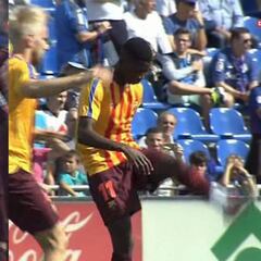 Dembélé parecía estar tocado en el calentamiento en Getafe