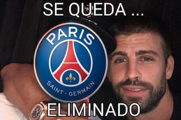 La famosa imagen de Piqué con Neymar asegurando que el brasileño "se queda" también fue carne de meme.