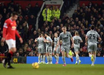 1-1. Manchester United-Burnley.  Danny Ings of Burnley celebró el gol del empate.