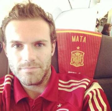 Así vivieron los jugadores el viaje en las redes sociales. Juan Mata.