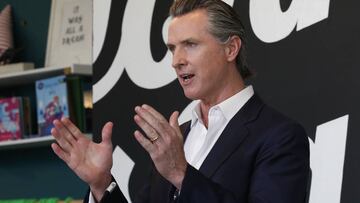 Gavin Newsom hablando sobre la reapertura de California en Sacramento. Mayo 07, 2020.