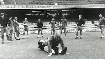 Salvador Artigas, durante un entrenamiento con el Barcelona en 1968.