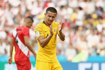 Tim Cahill se despidió de la selección de Australia ante Perú, en la última fecha de la fase de grupos del Mundial 2018.