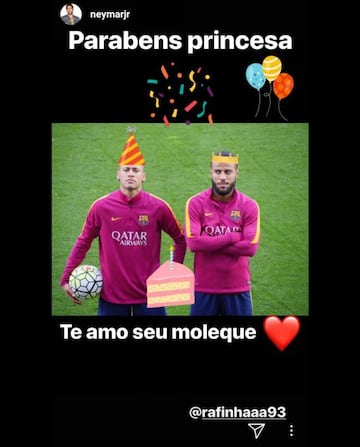 La felicitaci&oacute;n de Neymar a Rafinha en Instagram Stories