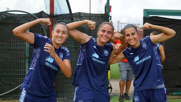Fiamma, Carmen y Majar¨ªn en el entrenamiento previo a la final.