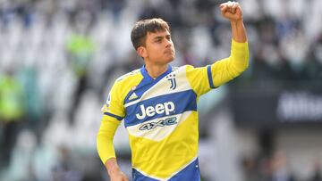 TURIN, ITALY - MARCH 20: Paulo Dybala of Juventus celebrates after scoring their team's first goal during the Serie A match between Juventus and US Salernitana at Allianz Stadium on March 20, 2022 in Turin, Italy. (Photo by Valerio Pennicino/Getty Im