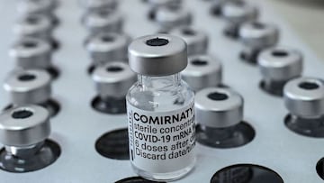 This photograph shows vials of Pfizer/BioNTech vaccine against the Covid-19 (novel coronavirus) at the health center of Elafonissos, on the Elafonissos Island, on April 23, 2021. - Residents of the southern Greek island of Elafonissos received their covid