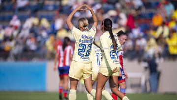 Sarah Luebbert celebrates her goal 2-0 of America during the game America vs Atletico San Luis, corresponding to Round 07 of the Torneo Clausura 2023 of the BBVA MX Womens League, at Cancha Centenario, on February 23, 2023.
<br><br>
Sarah Luebbert celebra su gol 2-0 de America durante el partido America vs Atletico San Luis, Correspondiente a la Jornada 07 del Torneo Clausura 2023 de la Liga BBVA MX Femenil, en el Cancha Centenario, el 23 de Febrero de 2023