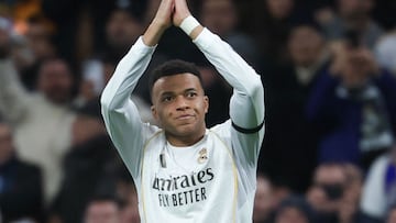 Mbappé scores twice in the first half against former club Monaco, taking his Champions League tally to 11 goals this season.