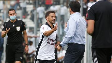 Futbol, Colo Colo vs Universidad de Chile.
Fecha 5, campeonato Nacional 2022.
El jugador de Colo Colo Gabriel Costa, izquierda, celebra su gol contra Universidad de Chile durante el partido de primera division realizado en el estadio Monumental.
Santiago, Chile.
06/03/2022
Marcelo Hernandez/Photosport
Football, Colo Colo vs Universidad de Chile.
5th date, 2022 National Championship.
Colo Colo’s player Gabriel Costa, left, celebrates his goal against Universidad de Chile during the first division match at Monumental stadium.
Santiago, Chile.
06/03/2022
Marcelo Hernandez/Photosport