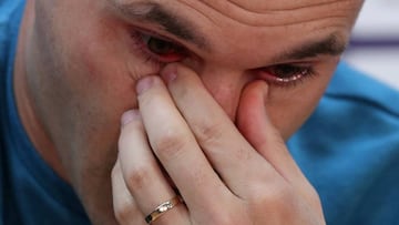 Soccer Football - FC Barcelona - Andres Iniesta Press Conference - Ciutat Esportiva Joan Gamper, Barcelona, Spain - April 27, 2018 FC Barcelona's Andres Iniesta during the press conference REUTERS/Albert Gea