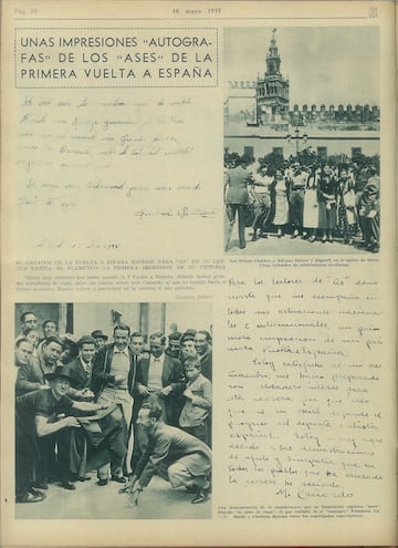 Recorrido por las mejores imgenes de la I Vuelta a Espa?a a travs de la edicin de AS Semanal de 1935.