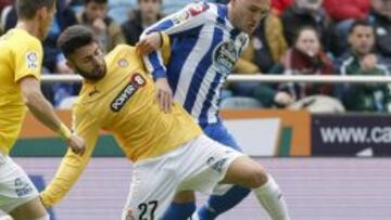 Rubén Duarte, en el Deportivo-Espanyol, el último partido de Liga antes del parón.
