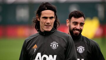 Cavani y Bruno Fernandes.