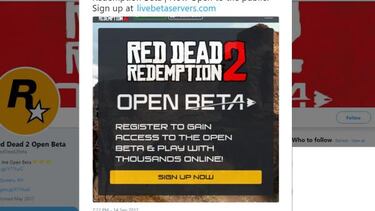 Las invitaciones de la beta de Red Dead Redemption 2 son falsas