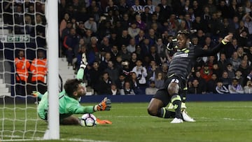 Britain Football Soccer - West Bromwich Albion v Chelsea - Premier League - The Hawthorns - 12/5/17 Chelsea&#039;s Michy Batshuayi scores their first goal  Action Images via Reuters / Carl Recine Livepic EDITORIAL USE ONLY. No use with unauthorized audio,