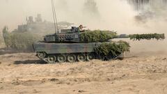 Leopard 2 tanks of the German army participate in the Quadriga 2024 military exercise in Pabrade, Lithuania May 29, 2024. REUTERS/Ints Kalnins