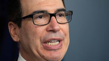 US Secretary of the Treasury Steven Mnuchin speaks to the press in the Brady Briefing Room of the White House in Washington, DC, on July 2, 2020. (Photo by JIM WATSON / AFP)