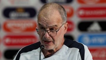 Soccer Football - International Friendly - Uruguay Press Conference - Estadio Corona, Torreon, Mexico - November 14, 2025 Uruguay coach Marcelo Bielsa during press conference REUTERS/Henry Romero