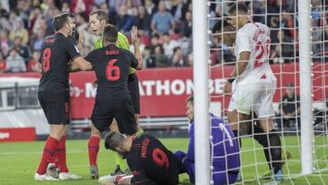 Álvaro Morata, tras una gran ocasión ante el Sevilla.