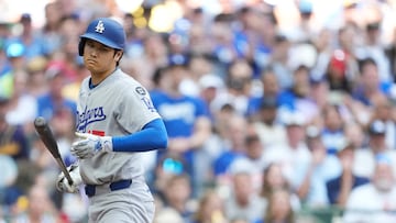 MILWAUKEE, WISCONSIN - JULY 09: Shohei Ohtani #17 of the Los Angeles Dodgers reacts after drawing an RBI walk scoring Miguel Rojas #72 against the Milwaukee Brewers during the fifth inning at American Family Field on July 09, 2025 in Milwaukee, Wisconsin. Patrick McDermott/Getty Images/AFP (Photo by Patrick McDermott / GETTY IMAGES NORTH AMERICA / Getty Images via AFP)
