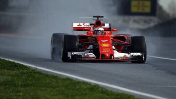 Ferrari driver Kimi Raikkonen of Finland steers his car during a Formula One pre-season testing session at the Catalunya racetrack in Montmelo, outside Barcelona, Spain, Thursday, March 2, 2017. (AP Photo/Francisco Seco)