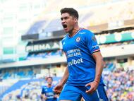 Soccer Football - Liga MX - Cruz Azul v Tigres UANL - Estadio Cuauhtemoc, Puebla, Mexico - February 15, 2026 Cruz Azul's Nicolas Ibanez celebrates scoring their second goal REUTERS/Eloisa Sanchez