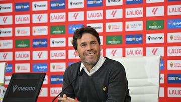 Rubi durante la rueda de prensa posterior al partido de LaLiga Hypermotion contra el Andorra.