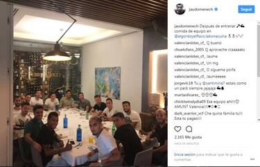 Comida de hermandad de los jugadores del Valencia