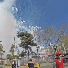 Kempes, Arias, Albelda y Carboni 'explotan' en la mascletà taronja