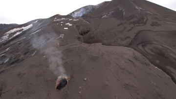 Aerial view of the main cone of the Cumbre Vieja volcano in Tacande, on the Canary Island of La Palma, Spain, December 17, 2021. Picture taken with a drone. REUTERS/Borja Suarez