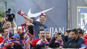 Simeone, durante la celebración de la Copa.