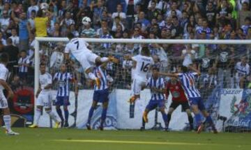Trofeo Teresa Herrera. Deportivo de la Coru?a - Real Madrid. 0-3. Casemiro marca el tercer gol en un remate de cabeza.