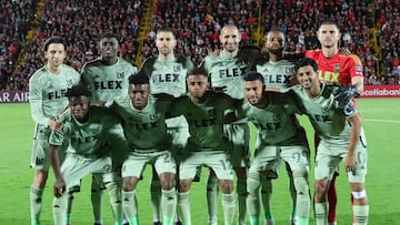 Los Angeles Futbol Club (LAFC) team players pose for a photograph prior to the CONCACAF Champions League first leg football match between Alajuelense Sports League (LDA) and Los Angeles Futbol Club (LAFC) at Alejandro Morera Soto Stadium in Alajuela, Costa Rica, on March 9, 2023. (Photo by Randall CAMPOS / AFP)