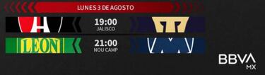 Liga MX: Partidos y horarios de hoy, lunes 3 de agosto
