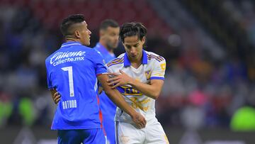 (L-R), Uriel Antuna of Cruz Azul and Diego Lainez of Tigres during the game Cruz Azul vs Tigres UANL, corresponding to Round 05 of the Torneo Clausura 2023 of the Liga BBVA MX, at Azteca Stadium, on February 04, 2023.

<br><br>

(I-D), Uriel Antuna de Cruz Azul y Diego Lainez de Tigres durante el partido Cruz Azul vs Tigres UANL, Correspondiente a la Jornada 05 del Torneo Clausura 2023 de la Liga BBVA MX, en el Estadio Azteca, el 04 de Febrero de 2023.