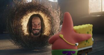 Keanu Reeves aparece como una mística y sabionda planta rotante flotante llamada "Sabio" en 'Bob Esponja: Un héroe al rescate'. Aunque su intervención es corta, su aura legendaria y ese tono zen‑absurdo inmediatamente se viralizaron