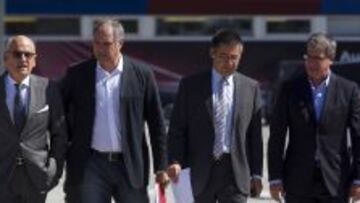 NÚCLEO DURO. Zubi y Mestres, a la derecha de Bartomeu, tienen la confianza del presidente. Vilarubí, a la izquierda del todo, desconfía.