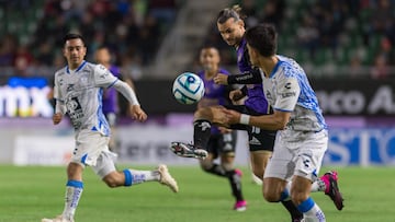 (L-R), Nicolas Benedetti of Mazatlan and Jose Castillo of Pachuca during the game Mazatlan FC vs Pachuca, corresponding to Round 07 of the Torneo Clausura 2023 of the Liga BBVA MX, at El Kraken Stadium, on February 16, 2023.

<br><br>

(I-D), Nicolas Benedetti de Mazatlan y Jose Castillo de Pachuca durante el partido Mazatlan FC vs Pachuca, Correspondiente a la Jornada 07 del Torneo Clausura 2023 de la Liga BBVA MX, en el Estadio El Kraken, el 16 de Febrero de 2023.