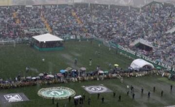 Estadio Arena Condá de Chapecó donde se despide la afición de los jugadores y miembros del Chapecoense, víctimas del trágico accidente.