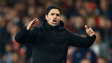 Soccer Football - Premier League - Arsenal v Southampton - Emirates Stadium, London, Britain - April 21, 2023 Arsenal manager Mikel Arteta reacts Action Images via Reuters/John Sibley EDITORIAL USE ONLY. No use with unauthorized audio, video, data, fixture lists, club/league logos or 'live' services. Online in-match use limited to 75 images, no video emulation. No use in betting, games or single club /league/player publications.  Please contact your account representative for further details.