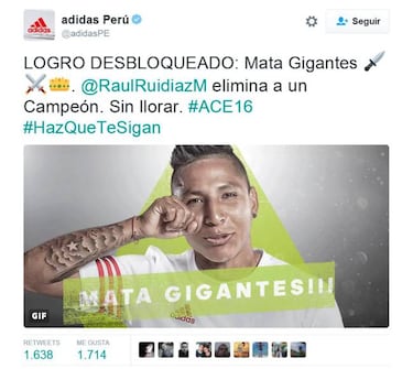 La marca que patrocina a Raúl Ruidíaz se burla de Brasil