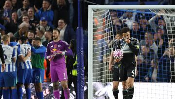 Soccer Football - Premier League - Brighton & Hove Albion v Leeds United - The American Express Community Stadium, Brighton, Britain - November 1, 2025 Leeds United's Ethan Ampadu reacts after Brighton & Hove Albion's Diego Gomez scored their third goal Action Images via Reuters/John Sibley EDITORIAL USE ONLY. NO USE WITH UNAUTHORIZED AUDIO, VIDEO, DATA, FIXTURE LISTS, CLUB/LEAGUE LOGOS OR 'LIVE' SERVICES. ONLINE IN-MATCH USE LIMITED TO 120 IMAGES, NO VIDEO EMULATION. NO USE IN BETTING, GAMES OR SINGLE CLUB/LEAGUE/PLAYER PUBLICATIONS. PLEASE CONTACT YOUR ACCOUNT REPRESENTATIVE FOR FURTHER DETAILS..