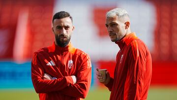 Rebbach y Stoichkov durante un calentamiento.
